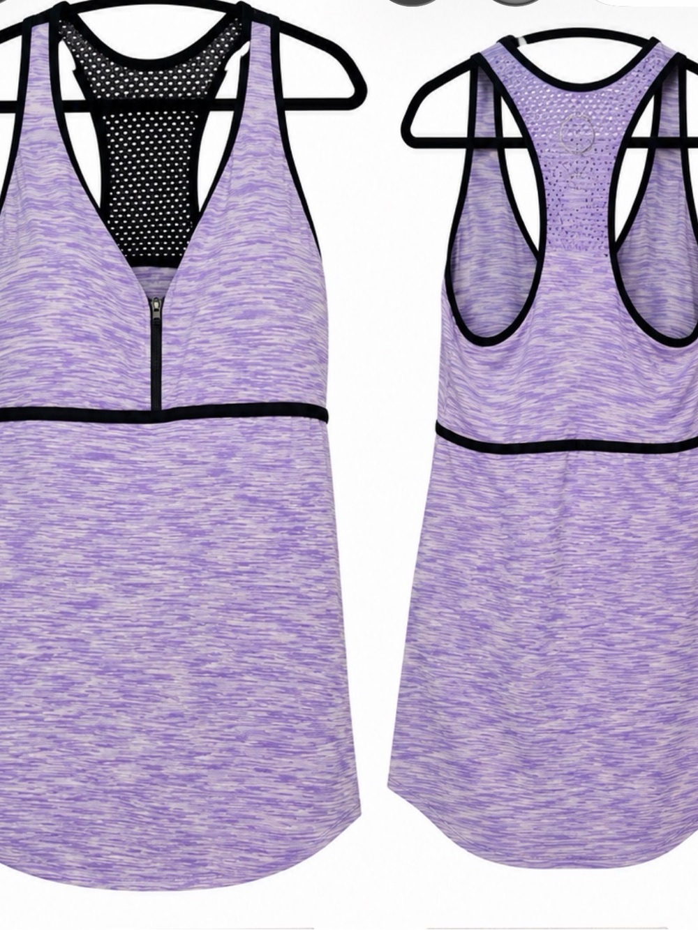 Heathered Lilac Racerback Zip-Front Women’s Swim Cover-Up